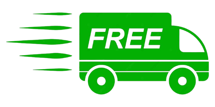 Green delivery truck with 'FREE' text on a transparent background